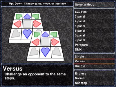Screenshot of the game selector